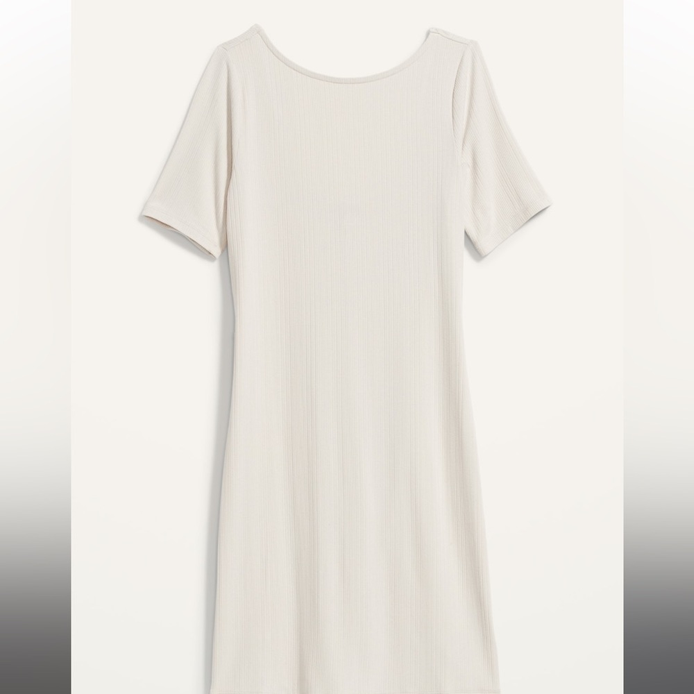 Fitted Rib-Knit Scoop-Back Mini Dress for Women, Size L petite